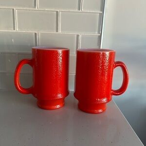 2 vintage hazel atlas mugs red